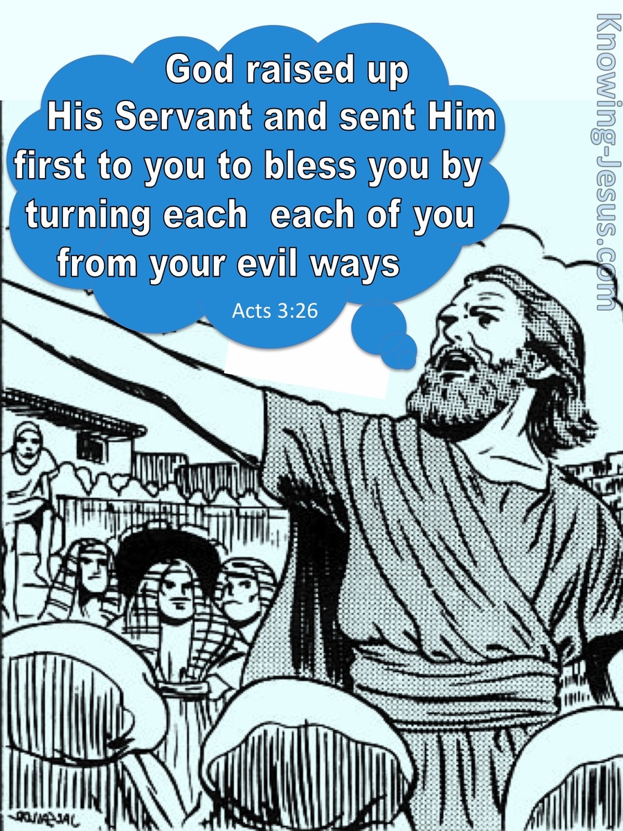 Acts 3:26 God Raised Up His Servant Jesus (blue)
